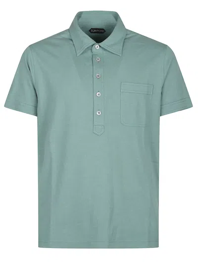 Tom Ford Short Sleeve Polo Shirt In Green