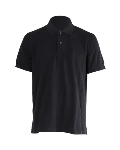 TOM FORD SHORT SLEEVE POLO SHIRT IN BLACK COTTON
