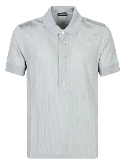 Tom Ford Short Sleeve Polo Shirt In Pearl Grey