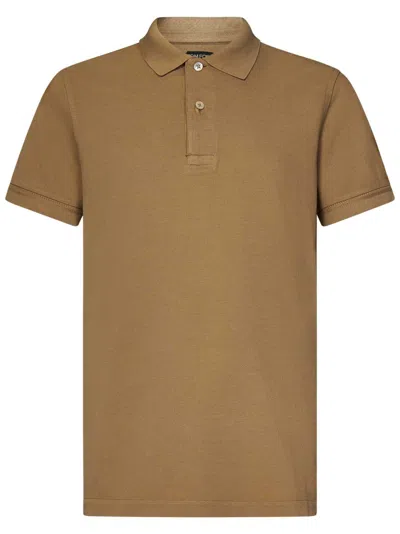 Tom Ford Short-sleeved Beige Polo Shirt In Brown