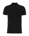 Tom Ford Classic Black Pique Polo With Textured Finish In Orange
