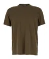 Tom Ford Military Green Crewneck T-shirt With Tf Embroidery In Lyocell And Cotton Blend Man In Green