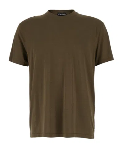 Tom Ford Slim-fit Lyocell And Cotton-blend Jersey T-shirt In Green
