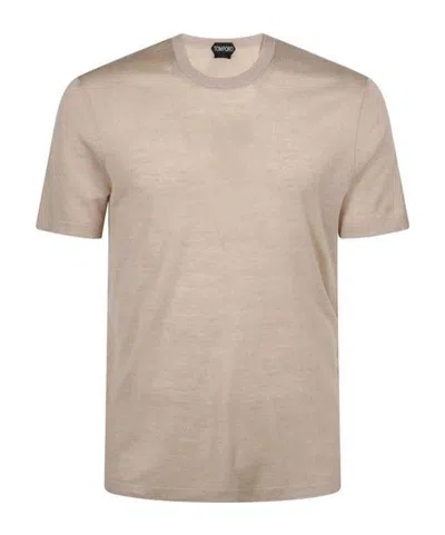 Tom Ford Short-sleeved Knitted T-shirt In Neutral