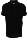 Tom Ford Black Short-sleeves Polo In Cotton Piquet Jersey Man In Black