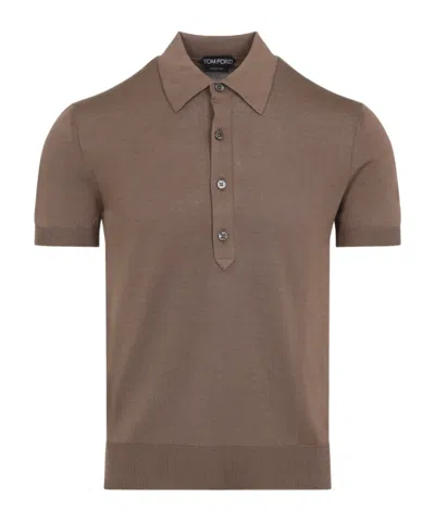 Tom Ford Short-sleeved Polo Shirt In Brown