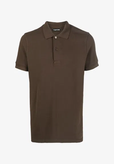 Tom Ford Short-sleeved Polo T-shirt In Brown