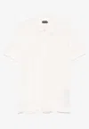 Tom Ford Textured White Pique Polo With Collared Neckline In White