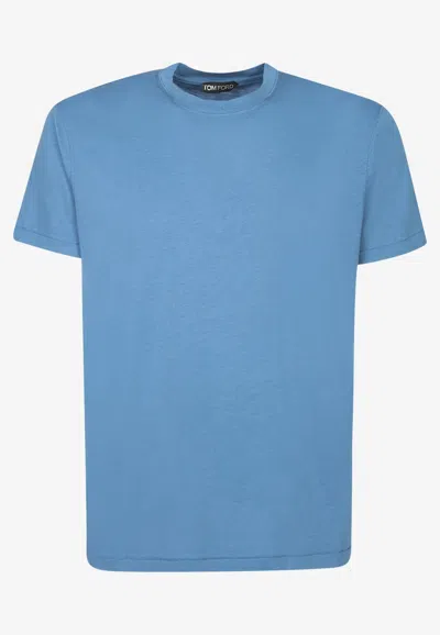 Tom Ford Classic Crewneck Short-sleeved T-shirt In Blue