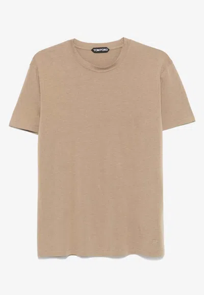 Tom Ford Crew Neck Short Sleeve T-shirt In Neutrals