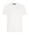 Tom Ford White Crewneck T-shirt With Tf Embroidery In Lyocell And Cotton Blend Man