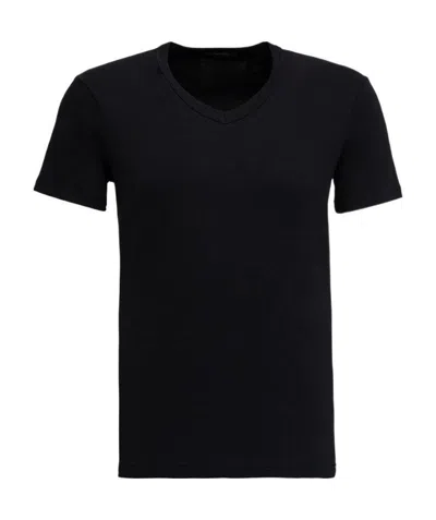Tom Ford Black Stretch Cotton V-neck T-shirt