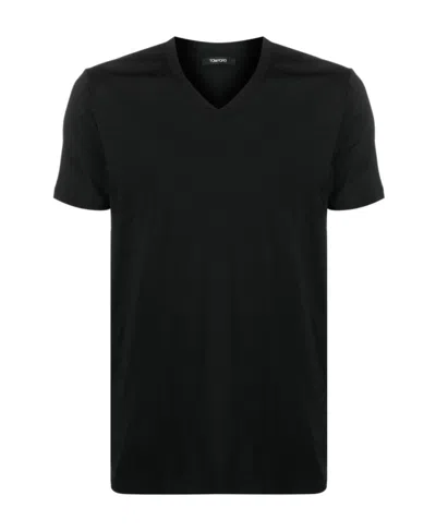 Tom Ford Lyocell And Cotton Regular Fit T-shirt Clothing In Black