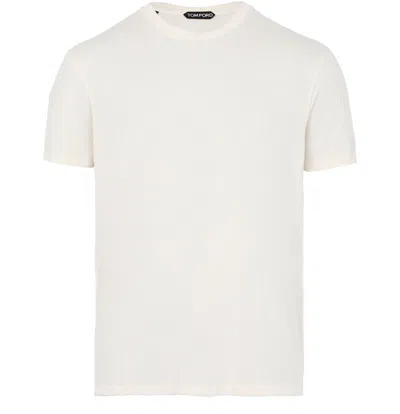 Tom Ford Placed Rib Slim-fit Lyocell And Cotton-blend T-shirt In Neutrals