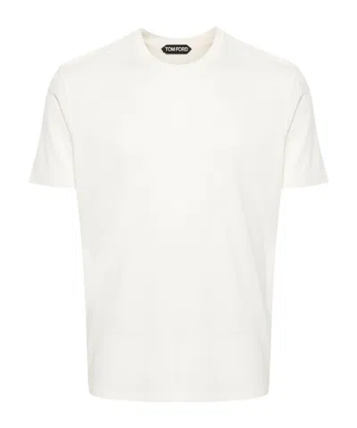 Tom Ford Lyocell Cotton Short Sleeve Crewneck T-shirt White