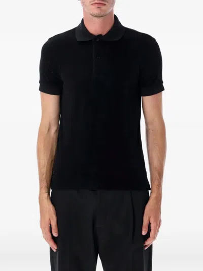 Tom Ford Short Sleeved Towelling Polo Shirt In Black