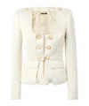 Tom Ford Cropped Wool-blend Faille Jacket In White