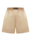 Tom Ford Beige Stretch Silk Satin Boxer Shorts In Neutral
