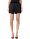 Tom Ford Black Shorts With Elastic Waist With Logo Lettering In Silk Stretch Woman In Black