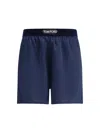 Tom Ford Silk Shorts With Elasticated Waistband And Satin Finish In Blue