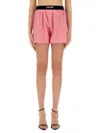 Tom Ford Velvet-trimmed Silk-blend Satin Shorts In Pink