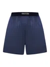 Tom Ford Shorts In Stretch Silk Satin In Blue