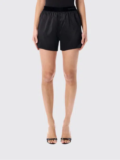 Tom Ford Stretch Silk Satin Pj Shorts In Black