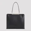 Tom Ford Rectangular Smooth Goat Leather Handbag With Polished Metallic Accent In Black