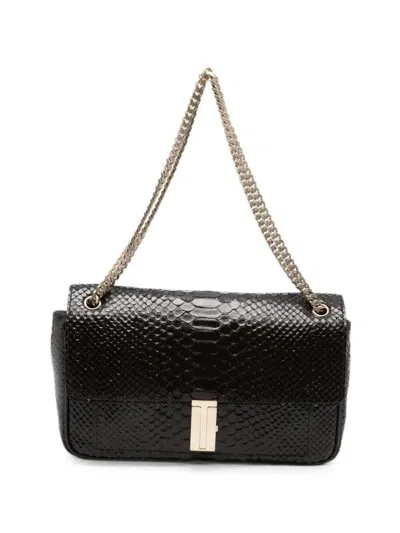 Tom Ford Semi Shiny Printed Python Chain Shoulder Bag In Black