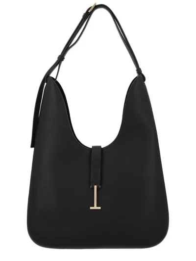 Tom Ford Shoulder Bag In Smooth Calf Leather With Metal Clasp In Black