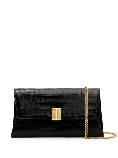 Tom Ford Shoulder Bag With Crocodile Effect In Black