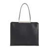 Tom Ford Rectangular Smooth Goat Leather Handbag With Polished Metallic Accent In Black