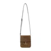 Tom Ford Mini Leather-trimmed Suede Shoulder Bag In Brown