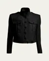 Tom Ford Shrunken Military Cotton Jacket In Black
