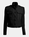 Tom Ford Shrunken Military Cotton Jacket In Black