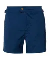 Tom Ford Logo-buckle Compact-poplin Swim Shorts In Blue