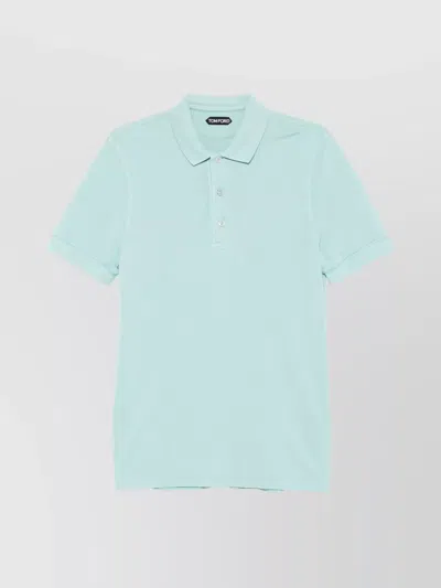 Tom Ford Side Slit Polo Shirt In Blue