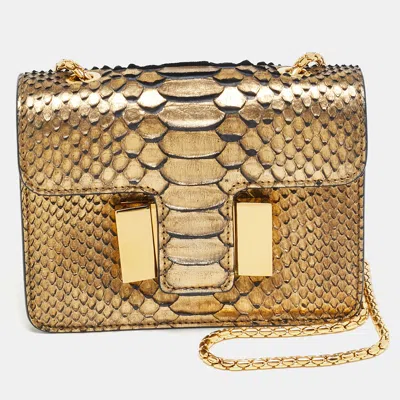 Pre-owned Tom Ford Sienna Chain Gold Python Shoulder Bag