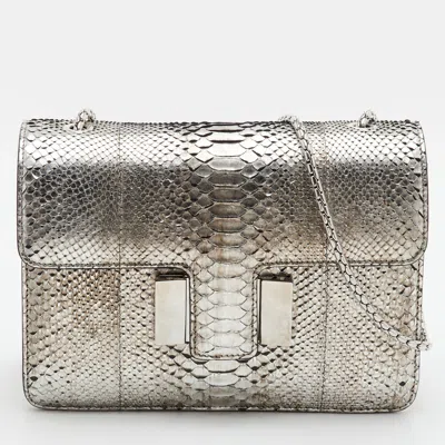 Pre-owned Tom Ford Sienna Medium Silver Python Shoulder Bag