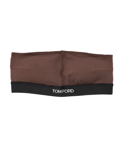 Tom Ford Logo Underband Strapless Bra In Brown