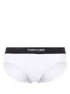 TOM FORD SIGNATURE BOY SHORT WHITE BRIEF WITH LOGO WAISTBAND IN STRETCH-JERSEY WOMAN