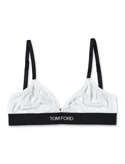 Tom Ford Classic Triangle Signature Bra With Adjustable Straps In White