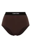 Tom Ford Logo-waistband Briefs In Brown