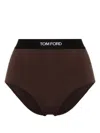 Tom Ford Logo-waistband Briefs In Brown