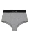 Tom Ford Logo-waist Briefs In Grey