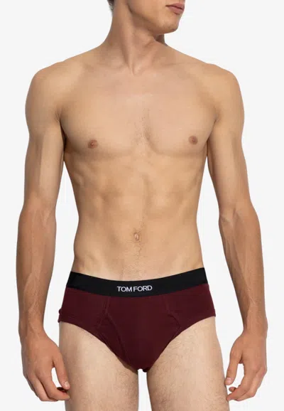 Tom Ford Signature High-leg Briefs In Blue