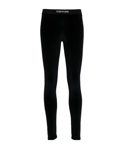 TOM FORD TOM FORD STRETCH LUSTROUS VELOUR SIGNATURE LEGGINGS