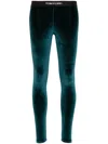 Tom Ford Leggings In Velvet Texture And Elasticated Waistband In Green