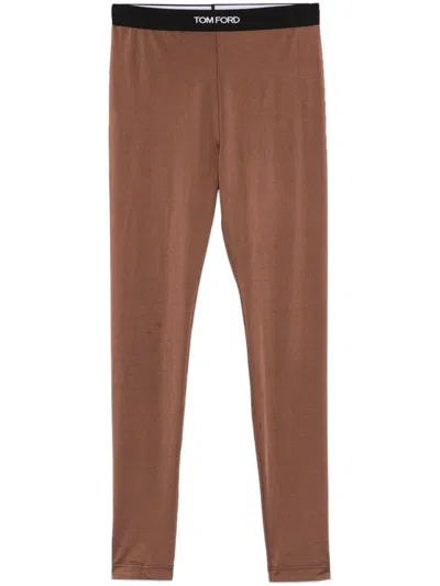 Tom Ford Brown Signature Leggings In Marrone Chiaro