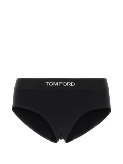 Tom Ford Signature Logo-waistband Briefs In Black